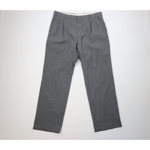 Vintage 90s Streetwear Mens 38x32 Wool Blend Knit Striped Wide Leg Chino Pants